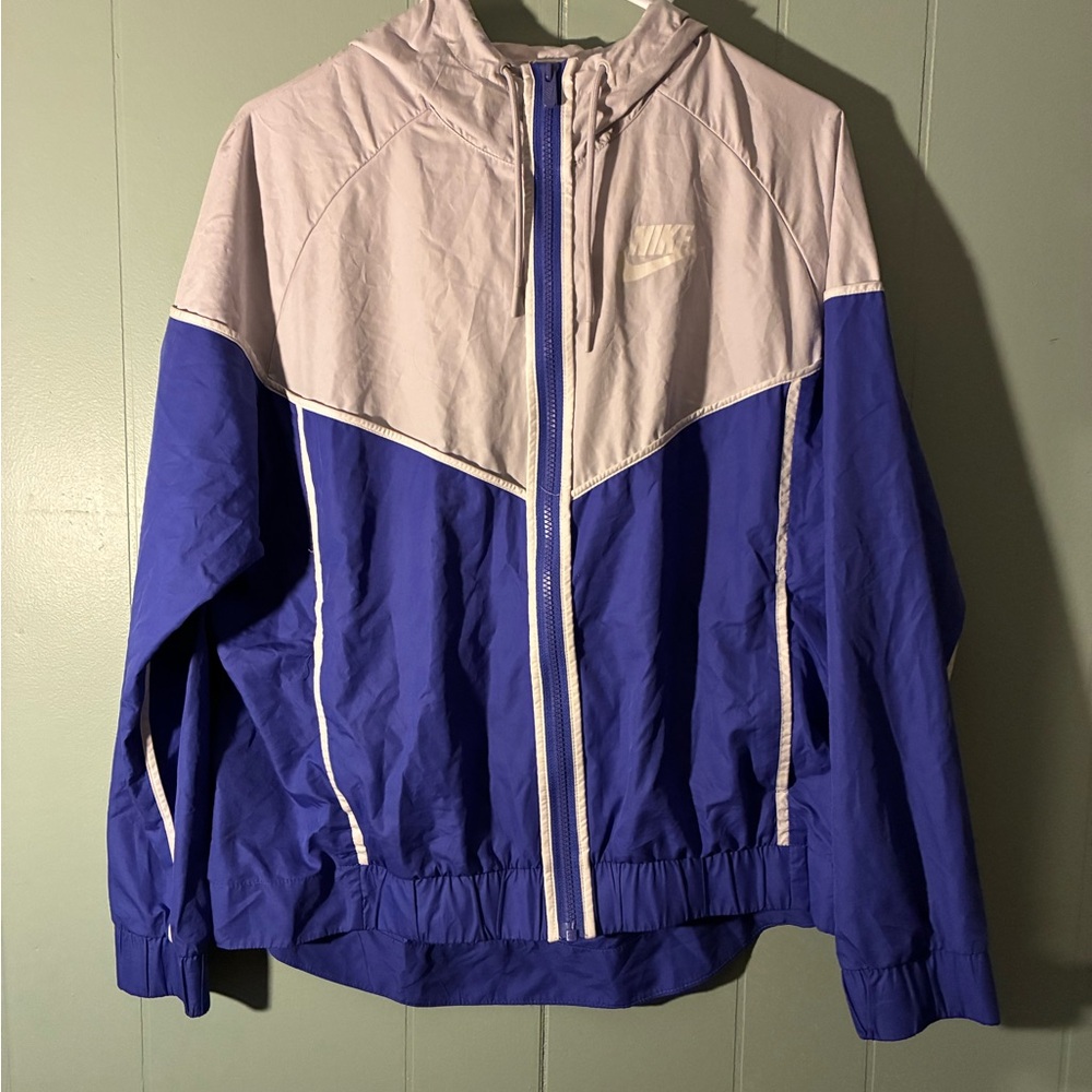 Nike Purple and Gray Windbreaker Hooded Jacket